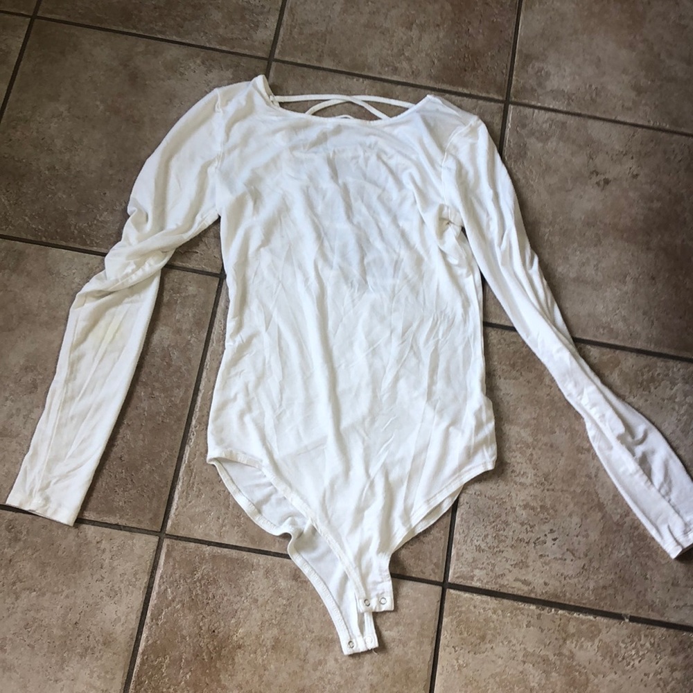 White Body Suit with Lace Up Back